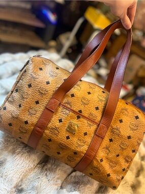 MCM Cognac Monogram Golf Collection Visetos Boston Tote **RARE** (Retail $1,590)